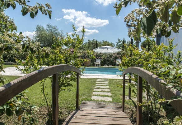 Holm oaks, lime and lemon trees alternate with bushes of herbs and climbing roses - Albachiara   