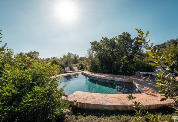 La piscina a sfioro con la coreografica vasca a forma di “mezzaluna” - Borgo dell’Agrumeto