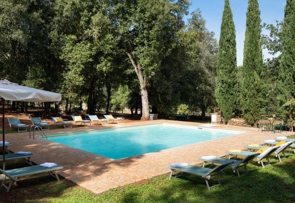 The lawn, part of the sunbathing area, is equipped with umbrellas, sunbeds and a cold-water shower – Borgo Gallinaio