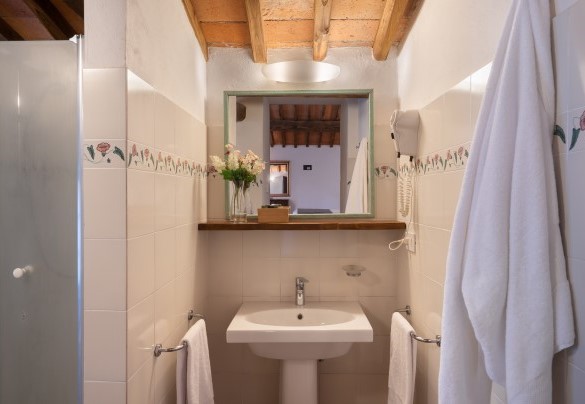 Bagno con doccia e vasca n.14 en suite alla camera n.14 – Borgo Gallinaio