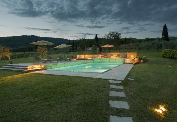 Panoramic overview of the estate at the blue hour – Ca Maggiore