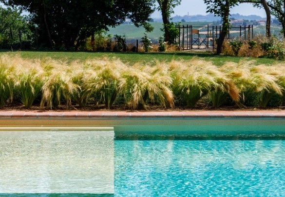 The swimming pool has a breathtaking view of the valley below – Ca’ Pelliccian