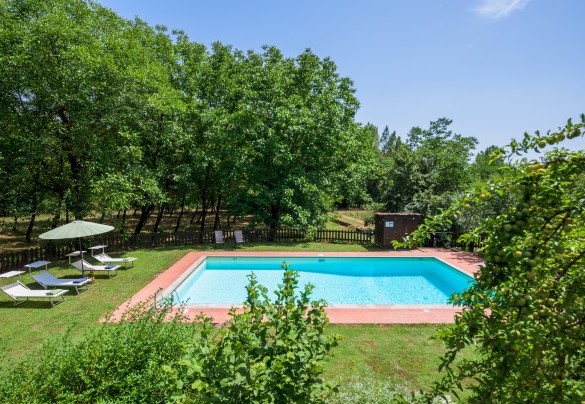 La piscina misura12 x 6 m con una profondità variabile da un minimo di 1,40 m ad un massimo di 2,40 m - Casa al fiume