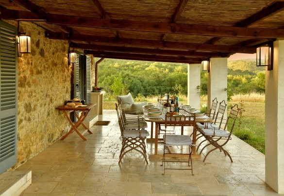 The tiled area where dining area has been set up – Casa La Pratellaccia