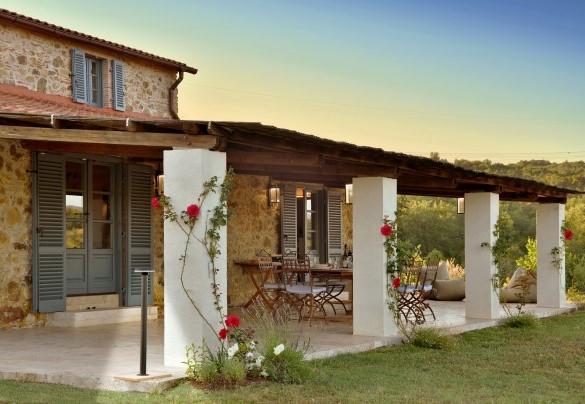 The tiled area where dining area has been set up – Casa La Pratellaccia