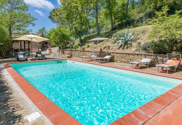 The rectangular pool measures 10 x 5 m with the depth varying from 1.10 to 2.00 m - Casa Largnano
