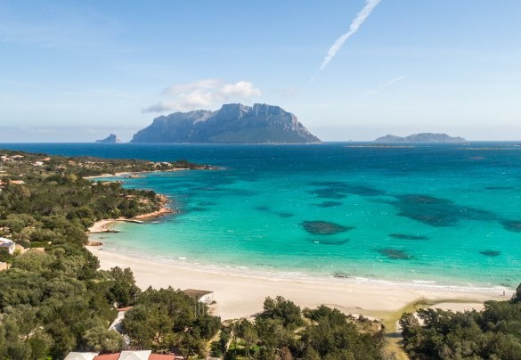 Isola di Tavolara, maestoso massiccio calcareo a picco sul mare che si può ammirare dalla spiaggia di Porto Istana – Casa Valentina