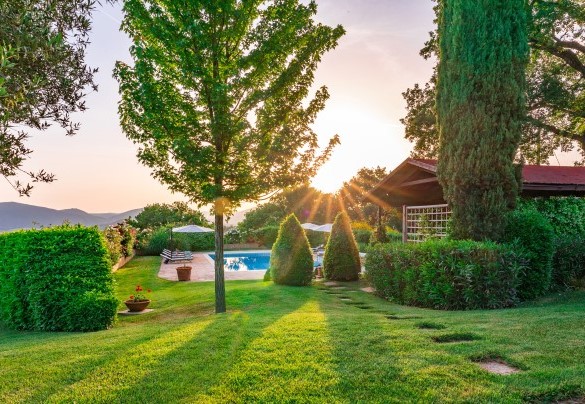 The pool and the pergola at sunset - Casal Parro
