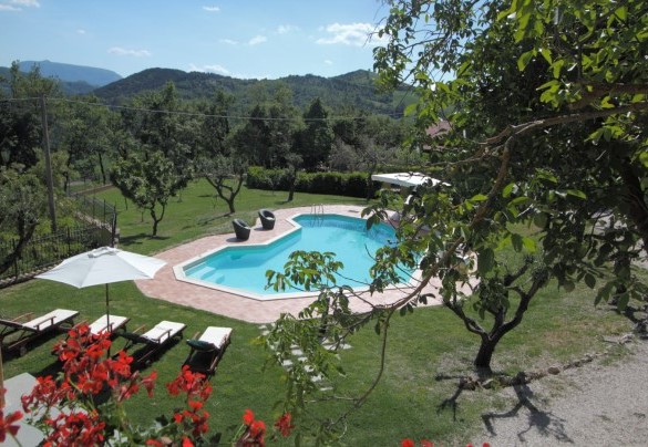 View from the terrace on the pool, the garden and the surrounding hills - Casale degli Ulivi
