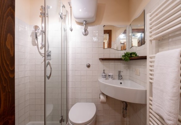 Bagno con doccia nel seminterrato - Casale dei Girasoli 