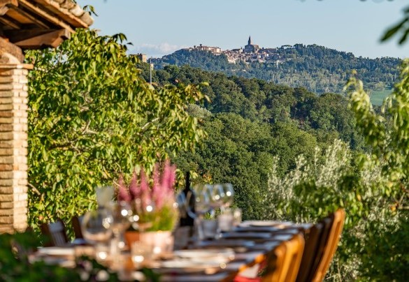 The pergola with Todi in the foreground - Casale delle Farfalle