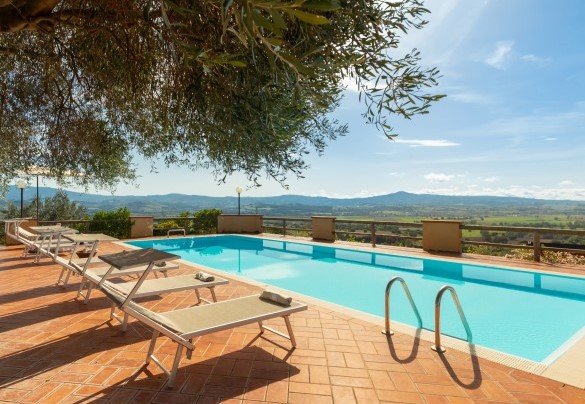 The pool has a metal ladder for access to the water - Casale Ombrone