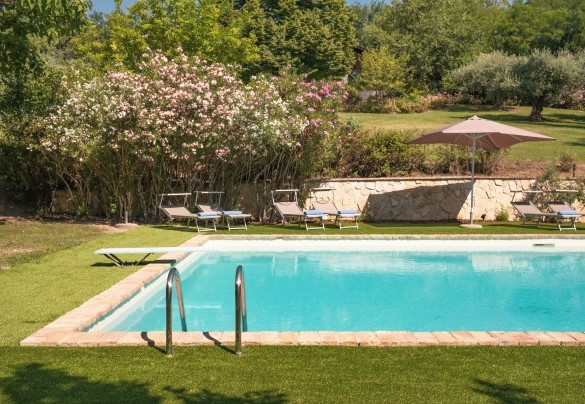 La piscina ha forma rettangolare, con dimensioni di 8 x 16 m - Dolce Collina 