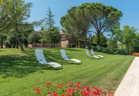 La zona solarium con diverse sdraio - Fattoria L'Olmo Rosso
