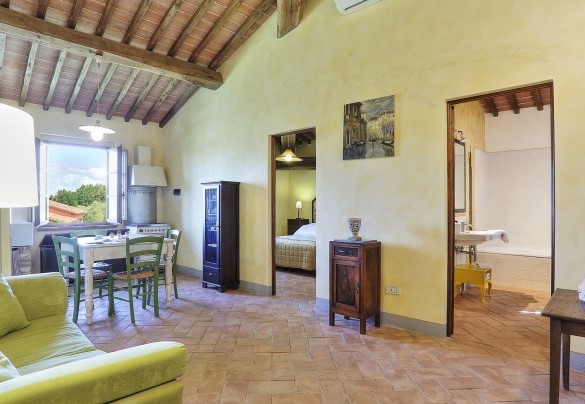 Il soggiorno con kitchenette al primo piano. App B – Germagnana 