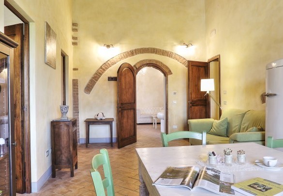 Il soggiorno con kitchenette al primo piano. App B – Germagnana 