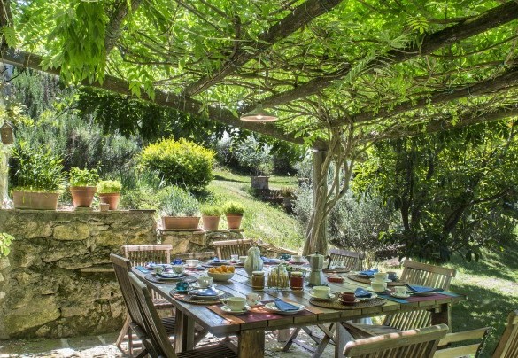 Il gazebo naturale ombreggia il grande tavolo da pranzo esterno - I Piantoni