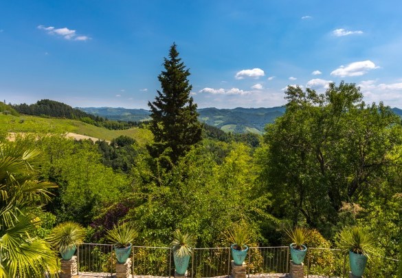 Il casale si staglia di fronte all'appennino che divide la Romagna dalla Toscana - Il Castellaccio
