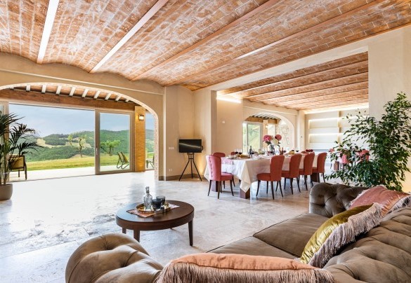 Open plan con salotto, area pranzo e cucina - Il Poggiarellone