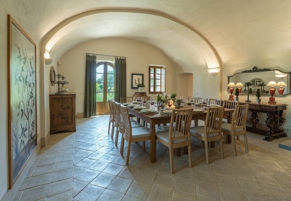 Open plan with dining area and living, wing n.1 on the ground floor - Il Poggio alle Trese