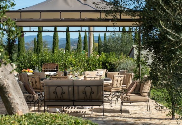 The large gazebo with dining table, barbecue and lounge - La Buganvilla
