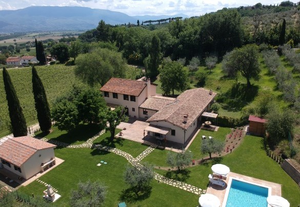 L’accudito giardino che circonda il casale, l'annesso e la piscina - La Collina degli Ulivi