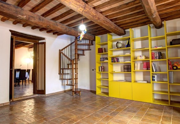 The studio with exit to the pool area and spiral staircase to the first floor – La Magia 8+2