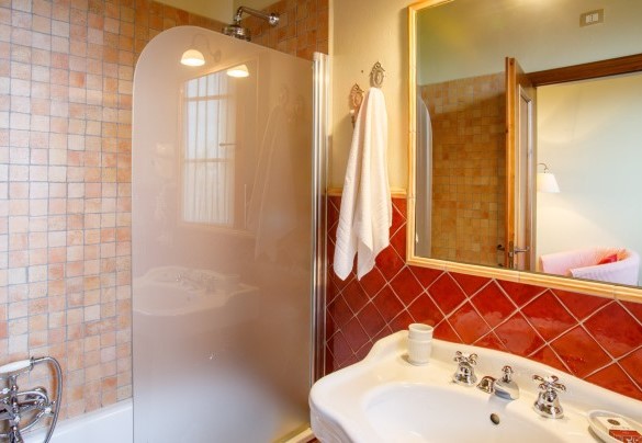 En suite bathroom with tub with shower on the annex on the ground floor - La Tana del Ghiro