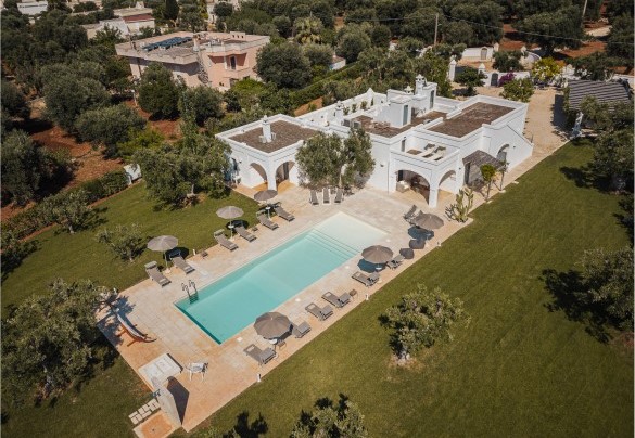An elegant lawn and ancient olive trees surround the masseria - La Torre di Monsignore