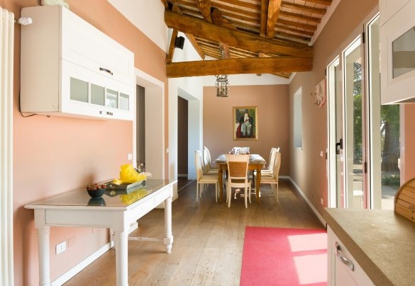 Open plan with kitchen and dining area in wing n.1 - Nonna Isa