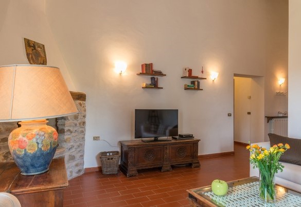 Lo stupendo salotto con caminetto e TV - Podere Calcheto