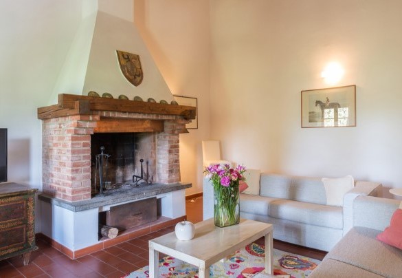Lo stupendo salotto con caminetto e TV - Podere Calcheto