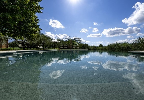 Finitura effetto pietra naturale dal colore esotico per la piscina  - Podere Gellino