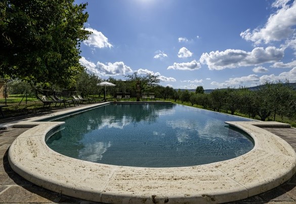 Accesso alla piscina da scala romana con 6 gradini - Podere Gellino