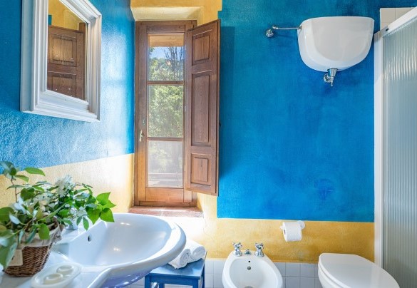 Il caratteristico bagno en-suite con doccia - Podere Pratovecchio
