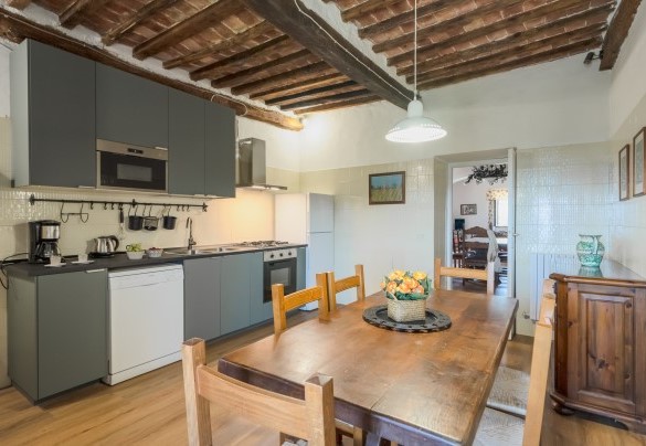 L’angolo cottura in open plan dell’appartamento 3 al primo piano – Podere San Ansano