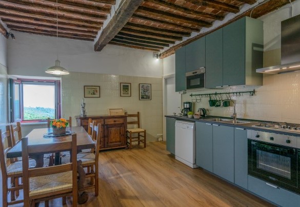 L’angolo cottura in open plan dell’appartamento 3 al primo piano – Podere San Ansano