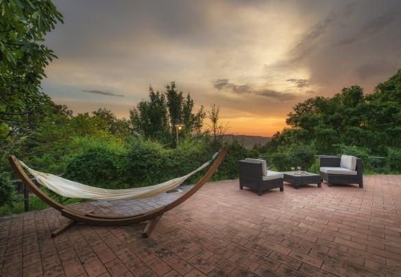 The relax areas at dusk – Podere Santa Croce