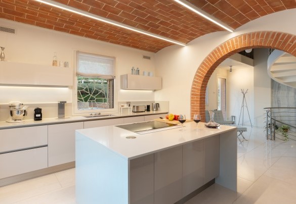 The kitchen with central island on the ground floor in the main house – Podere Terranuova