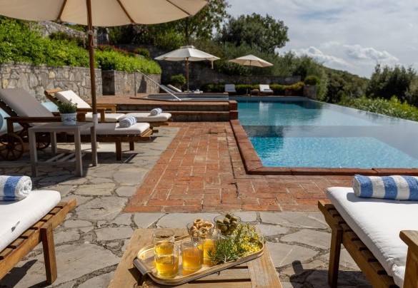 The pool is sanitised with salt  - Scandelaia