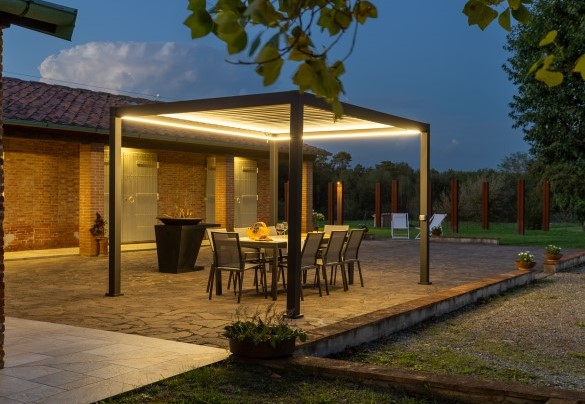 The pergola illuminated in the evening - Tenuta Francigena