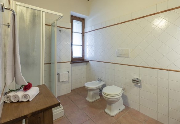 En suite bathroom with shower n.1 on the ground floor - Tenuta Montiepoli 