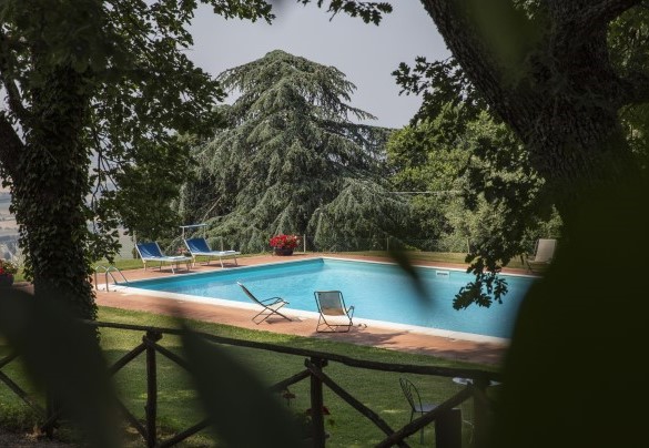 La piscina è posta su un livello lievemente inferiore - Torre di Paciano