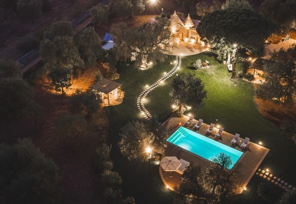 The swimming pool seen from above just 30 meters from the characteristic trulli -Trulli Biancapetra