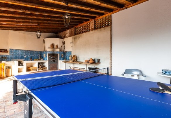 Un tavolo da ping pong contorna la cucina esterna - Villa Alba