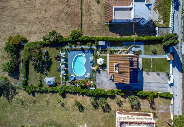 Aerial view of the swimming pool and garden – Villa Alma