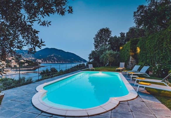 Al tramonto la piscina affacciata sul mare - Villa Baia Blu
