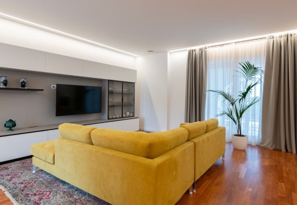 Living space with French doors overlooking the park ¬- Villa Bellina