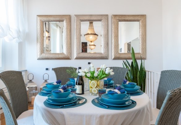 The dining area located in the elegant living room – Villa Callari