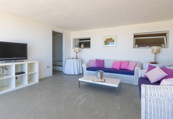 A fabulous external access with stone steps leads to the lower floor where an attractive living room, furnished with sofas - Villa Calypso